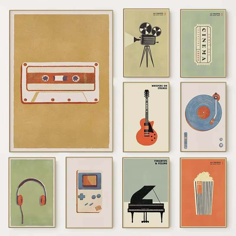 Musical Instrument Drawing - Poster di strumenti musicali pop medievali