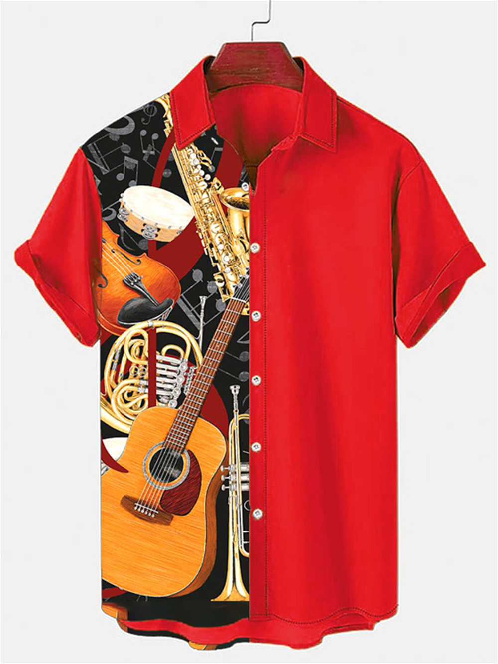 Musical Instrument Hawaii - Camicia da spiaggia per le vacanze