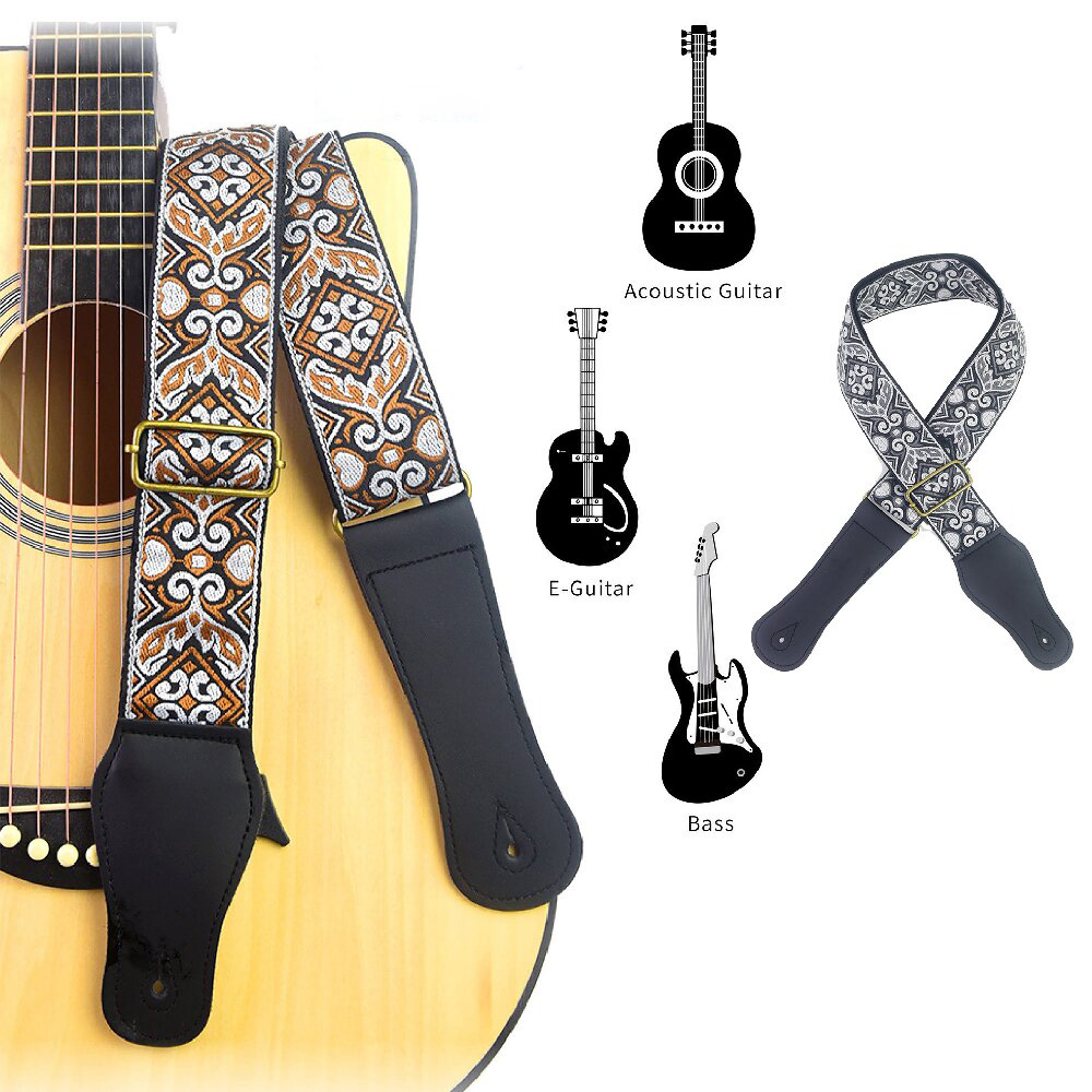 Musical Instrument Art - Tracolla per Chitarra Ricamata Stile Etnico